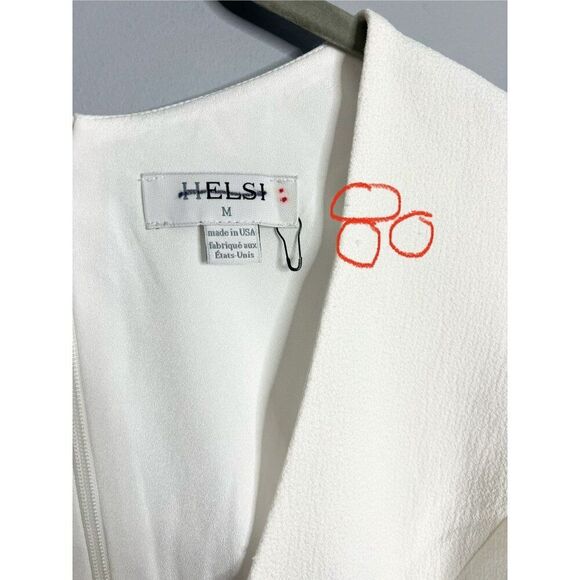 Anthropologie Helsi Estelle Pearl-Trim V-Neck Cap-Sleeve Crepe Mini Dress Medium - Picture 8 of 10